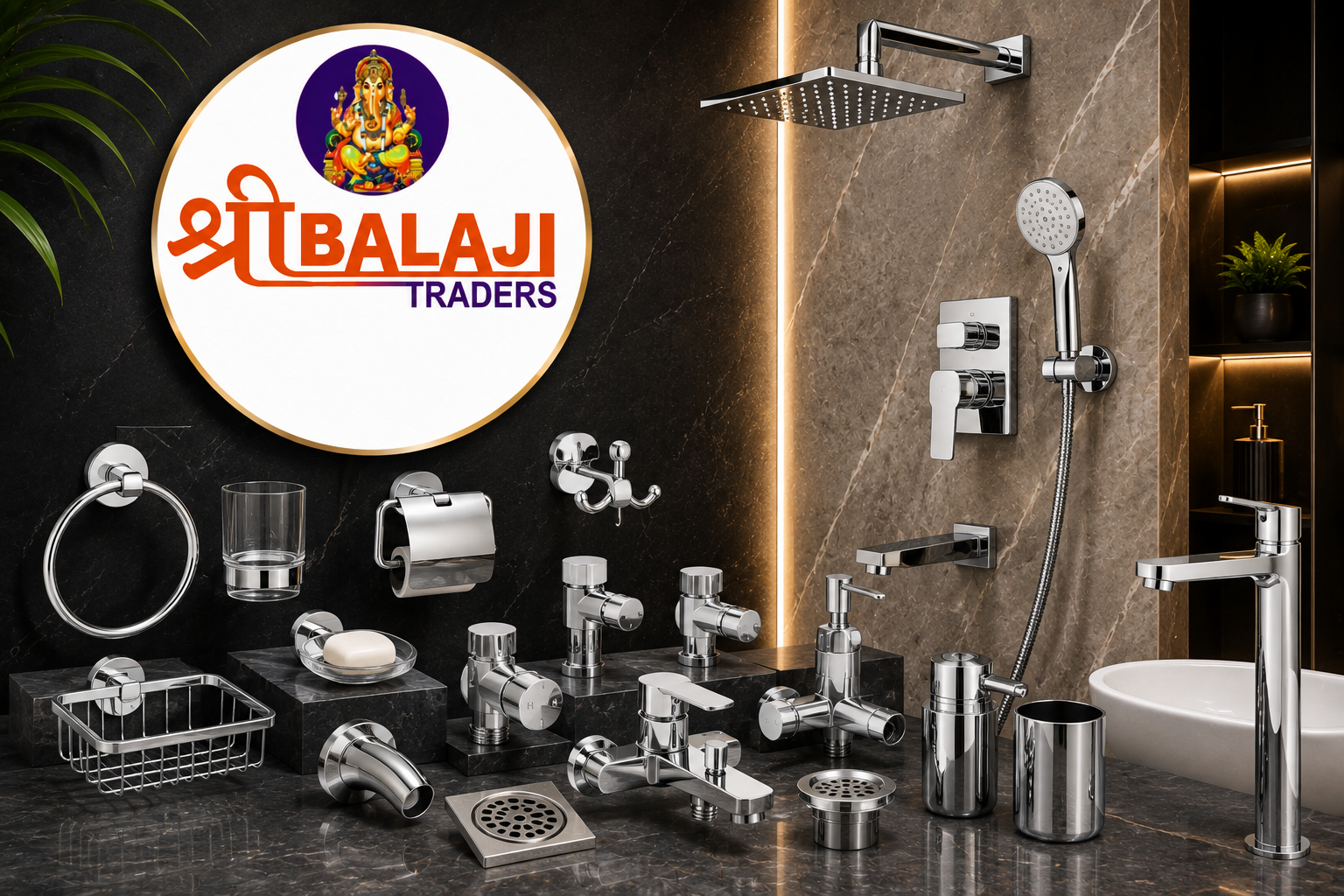 Chrome bath fittings and fixtures